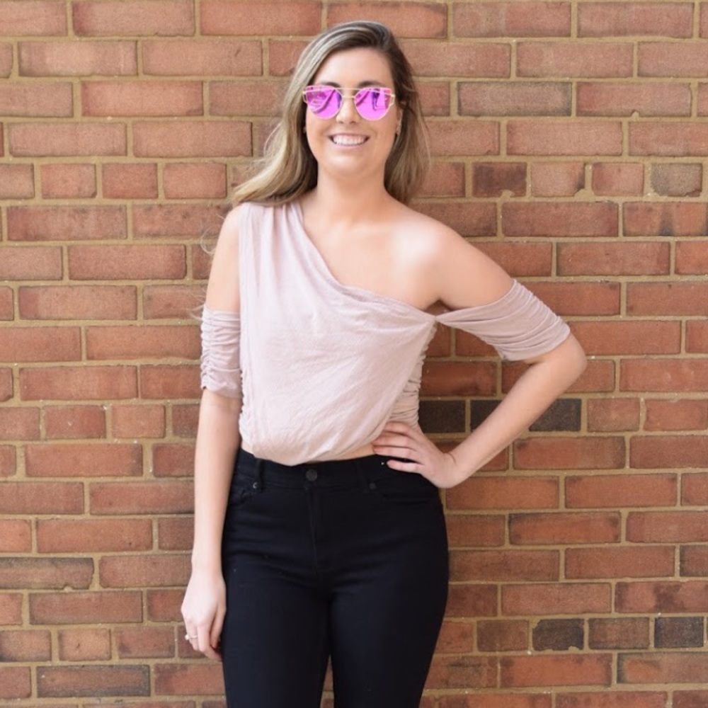 Blush one shoulder top